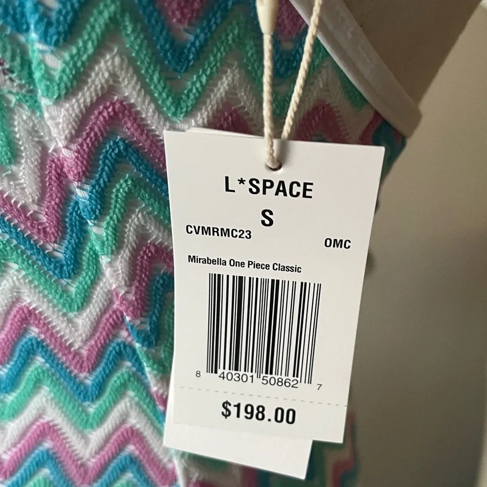 L*Space Mirabella Chevron Ombré Knit Halter One Piece Swimsuit Size Small NWT